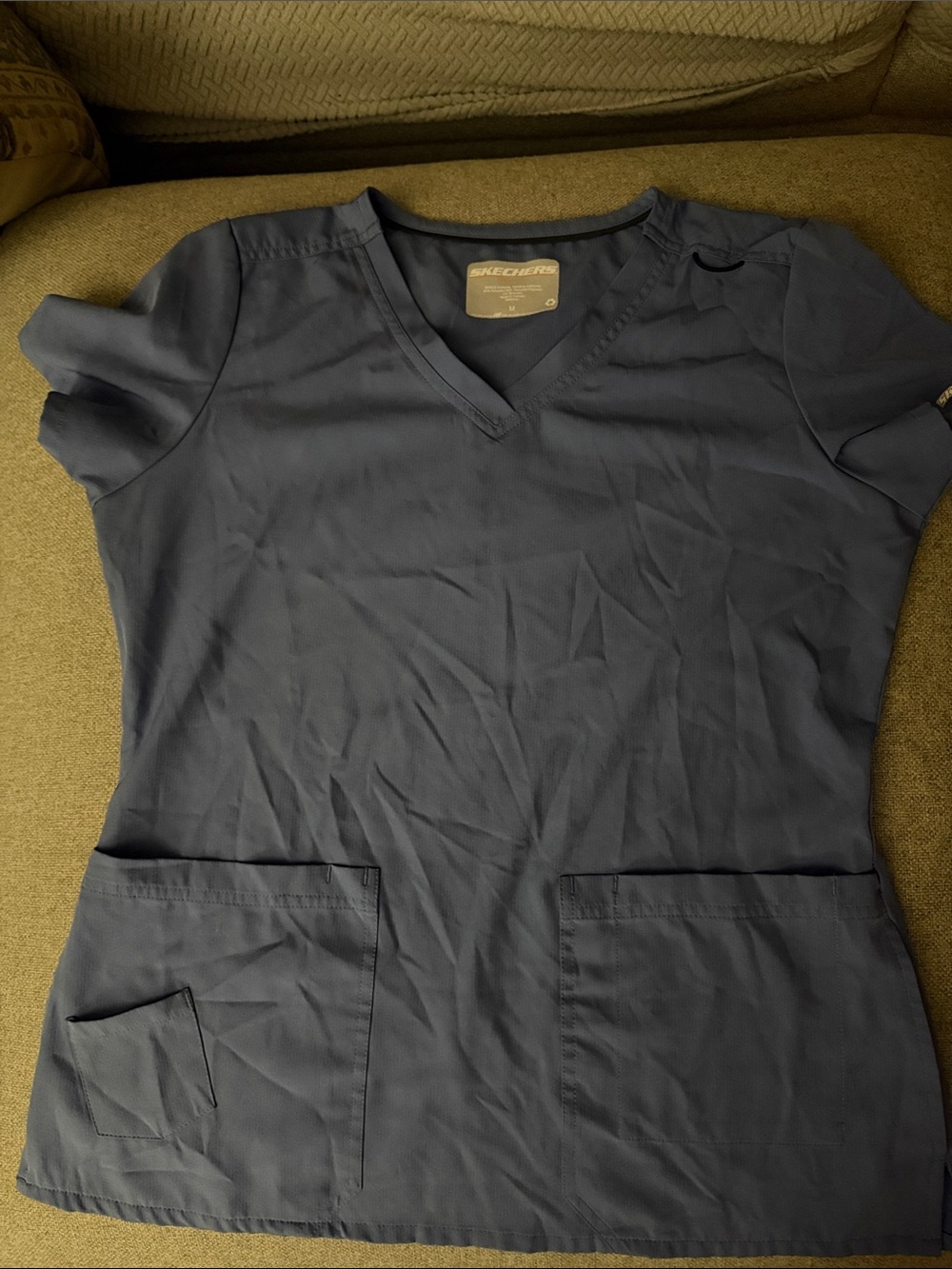 Skechers Women's Navy V-Neck Short Sleeve Scrub Top
